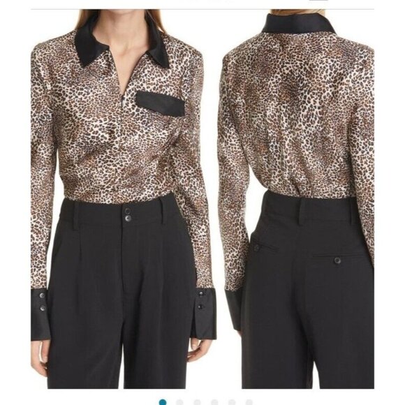 Baum und Pferdgarten Mirinda Animal Print Silk Blouse Size 8 Leopard - Picture 3 of 7